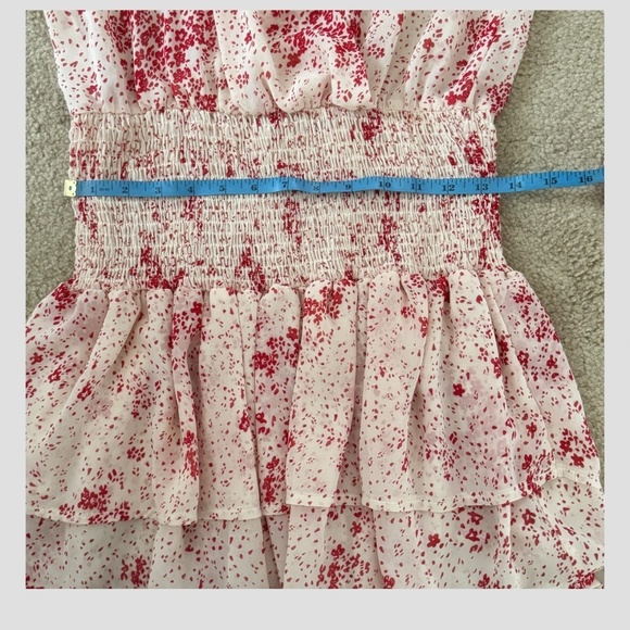 Princess Polly Mini Dress Flirty Smocked Waist Long Sheer Sleeves Tiered Skirt 6 - Picture 10 of 13